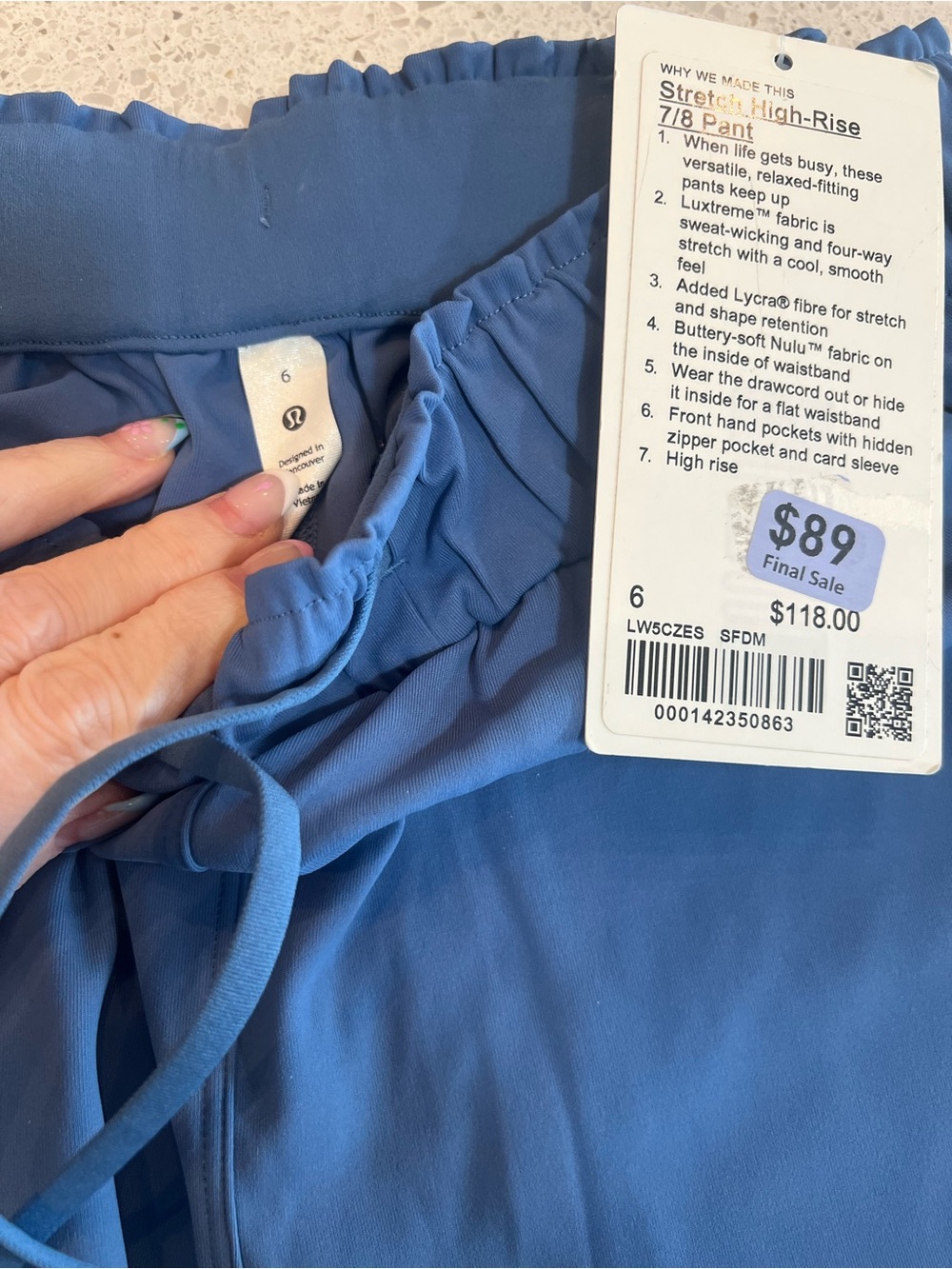 lululemon Stretch High-Rise 7/8 Pant (NEW WITH TAGS ATTACHED) Soft Denim Blue - Picture 8 of 12